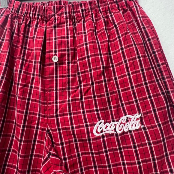 Coca-Cola Coke Adult Pajama Pants Red Plaid Straight Leg Novelty‎ Logo Sz Small - Picture 3 of 12